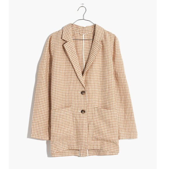✨HP✨Madewell Linen Dorset Blazer in Gingham Check - Picture 2 of 5